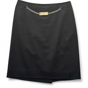 Vintage Celine Black Chain-Accent Pencil Skirt